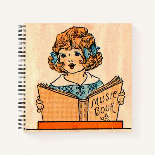 1920s klein meisje met muziekboek notitieboek (Voorkant)