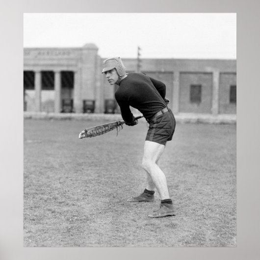 1920s Lacrosse Player Poster (Voorkant)