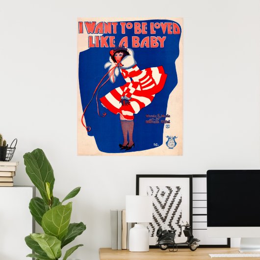 1920s-liedje wil ik als een Baby worden geliefd Poster (Thuiskantoor)
