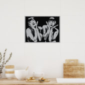 1920s-luiers pop kunst, grayscale poster (Keuken)