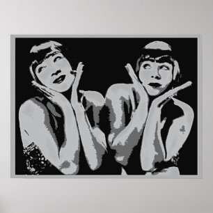  1920s-luiers pop kunst, grayscale poster