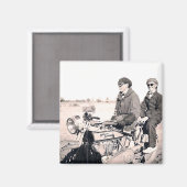 1920's Mannen Riding Motorfiets Magnet (Voorkant / Achterkant)