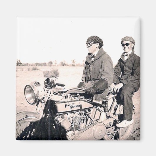 1920's Mannen Riding Motorfiets Magnet (Voorkant)