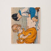 1920s meisje en jongen die marbles spelen legpuzzel (Verticaal)