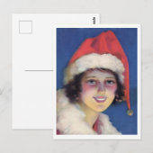  1920s Meisje in Santa Hat Kerst Briefkaart (Voorkant / Achterkant)