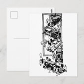 1920s mensen auto show kunst illustratie briefkaart (Voorkant / Achterkant)