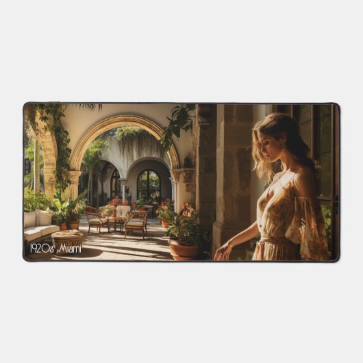 1920s Miami Spaanse villa binnenplaats Bureaumat (Voorkant)