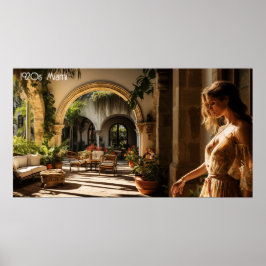 1920s Miami Spaanse villa binnenplaats Poster