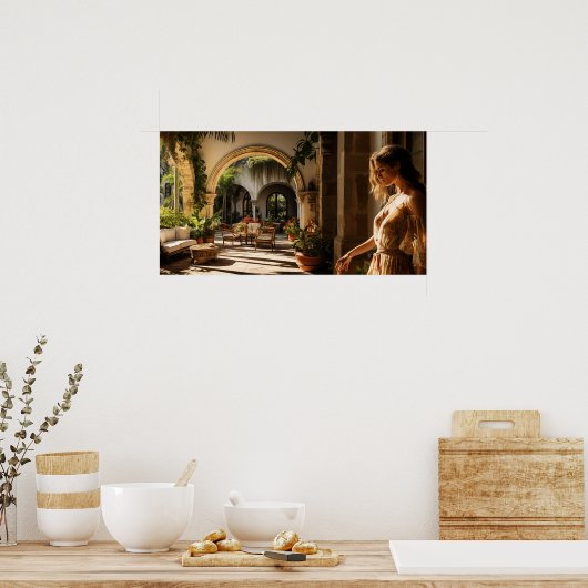 1920s Miami Spaanse villa binnenplaats Poster (Keuken)