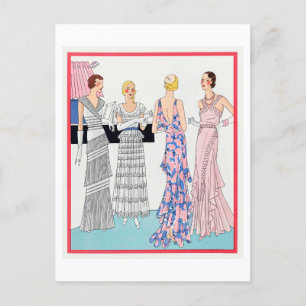 1920s Mode Bord voor avondjurken Briefkaart