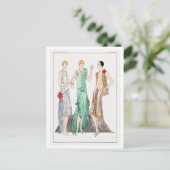 1920s Mode Bord voor Flapper Avondjurken Briefkaart (Staand voorkant)