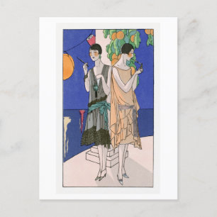1920s Mode Bord voor Flapper Avondjurken Briefkaart