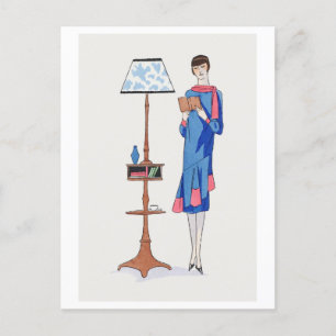 1920s Mode Bord voor Overdag Jurk & Lezen Briefkaart