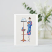 1920s Mode Bord voor Overdag Jurk & Lezen Briefkaart (Staand voorkant)