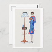 1920s Mode Bord voor Overdag Jurk & Lezen Briefkaart (Voorkant / Achterkant)