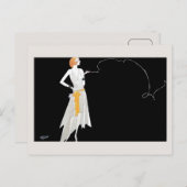1920s mode flapper girl tekening briefkaart (Voorkant / Achterkant)