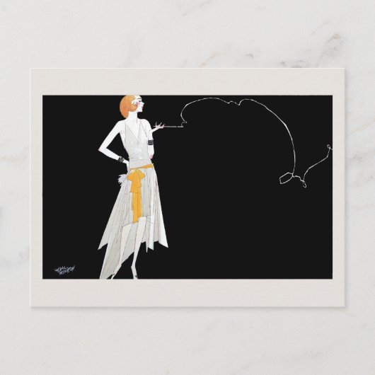 1920s mode flapper girl tekening briefkaart (Voorkant)