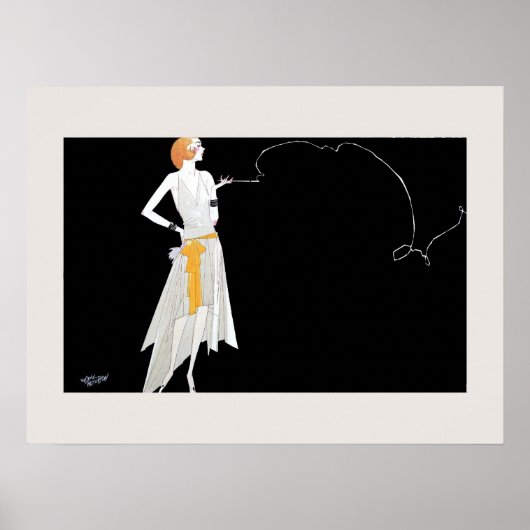 1920s mode flapper girl tekening poster (Voorkant)
