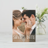 1920's Moderne Romance Foto Save the Date Kaart (Staand voorkant)