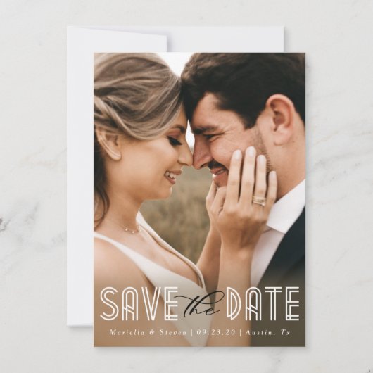 1920's Moderne Romance Foto Save the Date Kaart (Voorkant)
