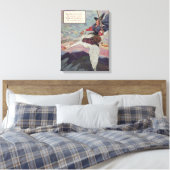 1920s Moeder Goose rijdt met haar reuzengans Canvas Afdruk (Insitu (Slaapkamer))