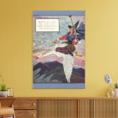1920s Moeder Goose rijdt met haar reuzengans Canvas Afdruk (Insitu (Woonkamer))