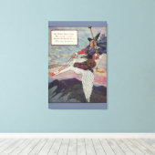 1920s Moeder Goose rijdt met haar reuzengans Canvas Afdruk (Insitu (Houten vloer))