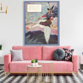 1920s Moeder Goose rijdt met haar reuzengans Canvas Afdruk (Insitu (Woonkamer))