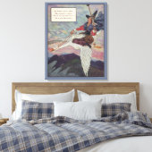 1920s Moeder Goose rijdt met haar reuzengans Canvas Afdruk (Insitu (Slaapkamer))