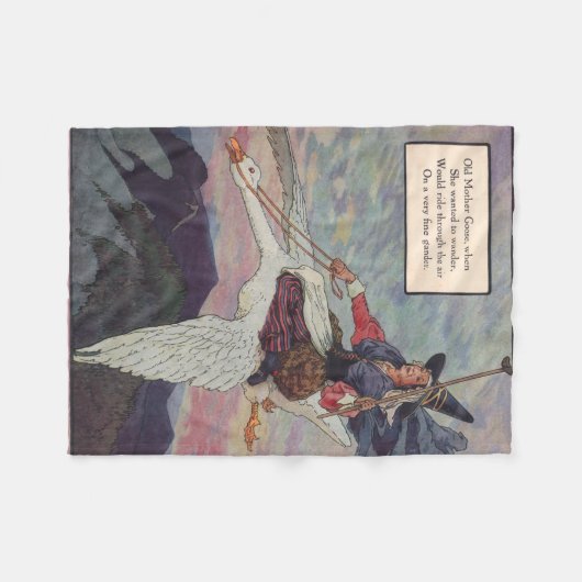 1920s Moeder Goose rijdt met haar reuzengans Fleece Deken (Voorkant (Horizontaal))