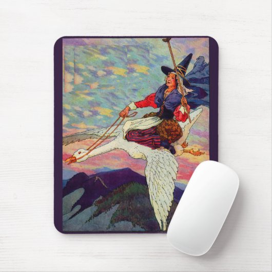 1920s Moeder Goose rijdt met haar reuzengans Muismat (Met muis)