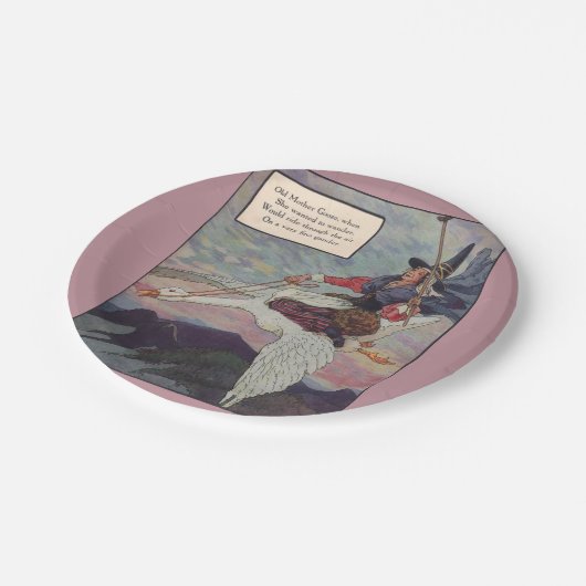 1920s Moeder Goose rijdt met haar reuzengans Papieren Bordje (Gekanteld)