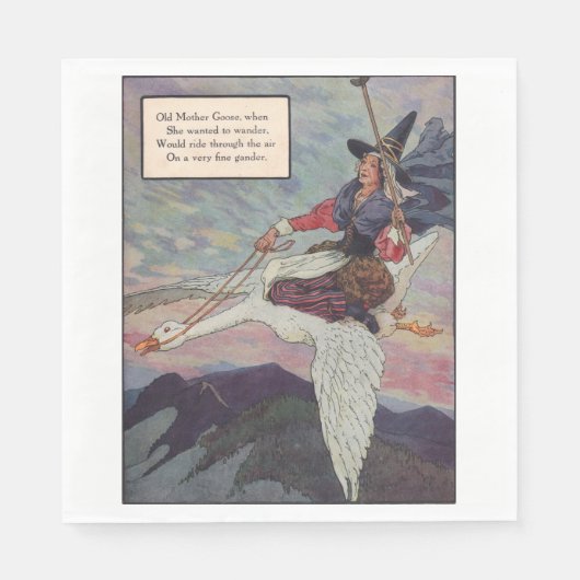 1920s Moeder Goose rijdt met haar reuzengans Servet (Voorkant)