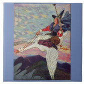 1920s Moeder Goose rijdt met haar reuzengans Tegeltje (Voorkant)