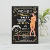 1920's Moord Mysterie Verjaardag Diner Party Deco Kaart (Staand voorkant)