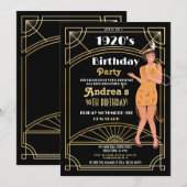 1920's Moord Mysterie Verjaardag Diner Party Deco Kaart (Voorkant / Achterkant)