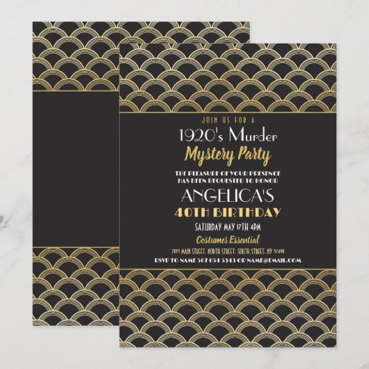 1920s Murder Mystery Dinner Verjaardagsfeest Kaart (Voorkant / Achterkant)