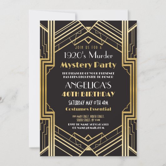 1920s Murder Mystery Party Dinner Verjaardag Kaart (Voorkant)