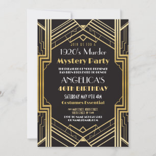 1920s Murder Mystery Party Dinner Verjaardag Kaart