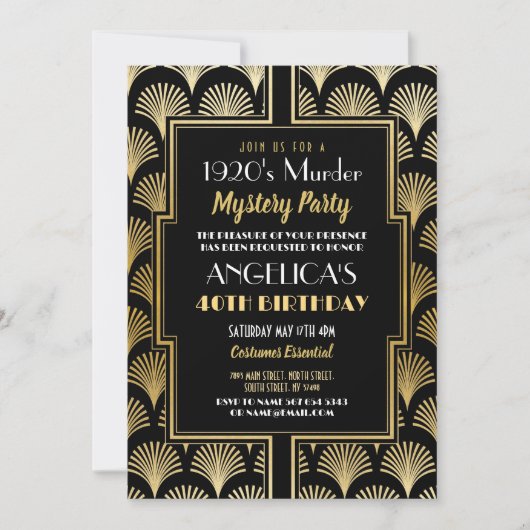 1920's Murder Mystery Verjaardagsdiner Kaart (Voorkant)