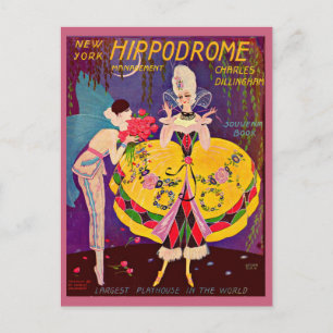 1920s New York Hippodrome-programma cover Briefkaart