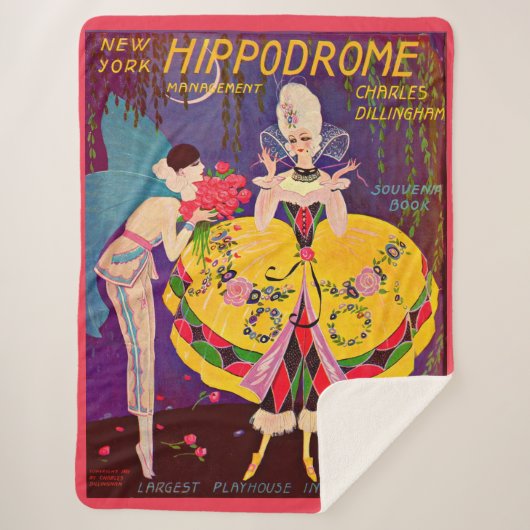 1920s New York Hippodrome programma cover print Sherpa Deken (Voorkant)