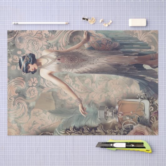 1920's Parfum Flapper Meisje Art Deco Tissuepapier (Craft)