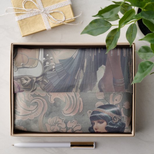 1920's Parfum Flapper Meisje Art Deco Tissuepapier (Geschenk)