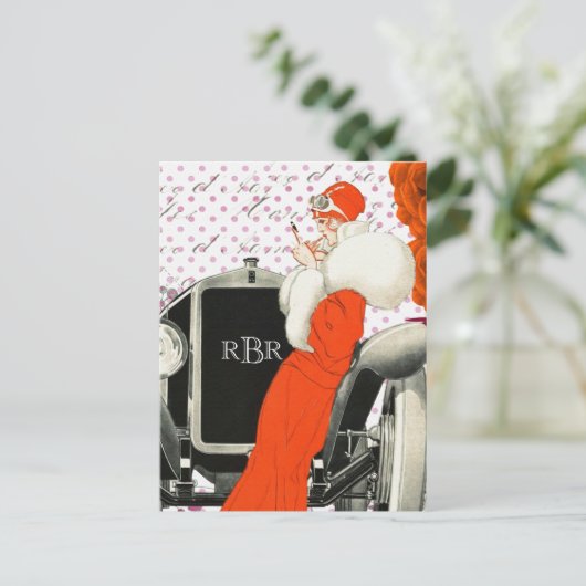 1920's  Parijse Model en Auto Afbeelding Briefkaart (Staand voorkant)