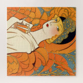 1920s Parijse vrouw met Oranje bloemen puzzel Legpuzzel (Horizontaal)