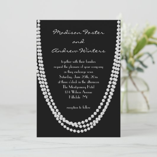 1920's Pearl bruiloft uitnodiging (Staand voorkant)