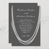 1920's Pearl bruiloft uitnodiging - grijs (Voorkant / Achterkant)