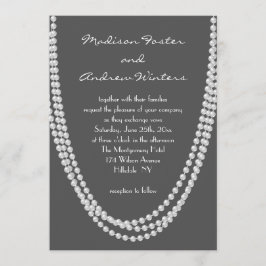1920's Pearl bruiloft uitnodiging - grijs