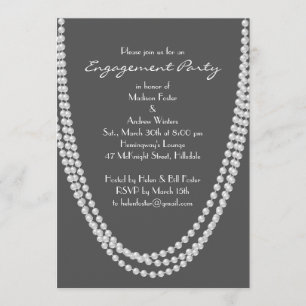 1920's Pearl Engagement Party Uitnodiging - grijs
